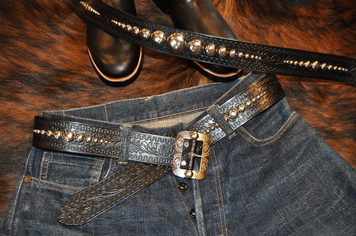 DAPPER'S ダッパーズ × ACE WESTERN BELTS Lot.1792 GO From Tokyo Design Studs Belt Made by ACE WESTERN BELTS  エースウエスタンベルト スタッズベルト