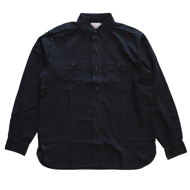 BUZZ RICKSON'S バズリクソンズ BR29143 WILLIAM GIBSON COLLECTION BLACK CHAMBRAY WORK SHIRTS  ウィリアム・ギブソン コレクション ブラックシャンブレーワークシャツ 長袖シャツ ワークシャツ ミリタリーシャツ ヴィンテージ  復刻 U.S.NAVY 米海軍 ユーティリティ シャツ