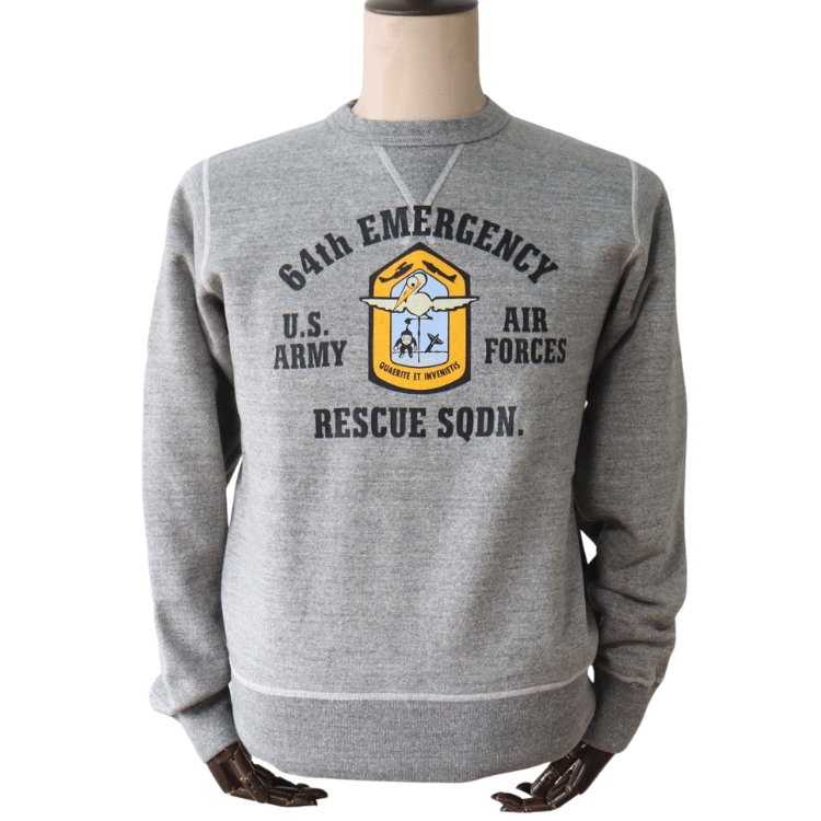 BUZZ RICKSON'S バズリクソンズ BR69635 SET-IN CREW SWEAT 64th EMERGENCY RESCUE セットインクルーネックスウェット 64th エマージェンシーレスキュー