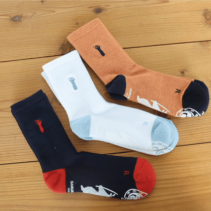 SAMURAI JEANS サムライジーンズ SJKS25-NEL 刺繍クルーソックス SAMURAI刺繍 ゴムプリント 滑り止め仕様 靴下 日本製