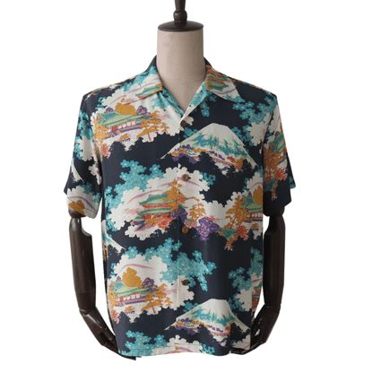 SUN SURF SS39618 S/S RAYON HAWAIIAN SHIRT "ANCIENT CAPITAL" Rayon Hawaiian Shirt Ancient Capital Japanese Pattern Hawaiian Shirt Aloha Shirt Short Sleeve Shirt