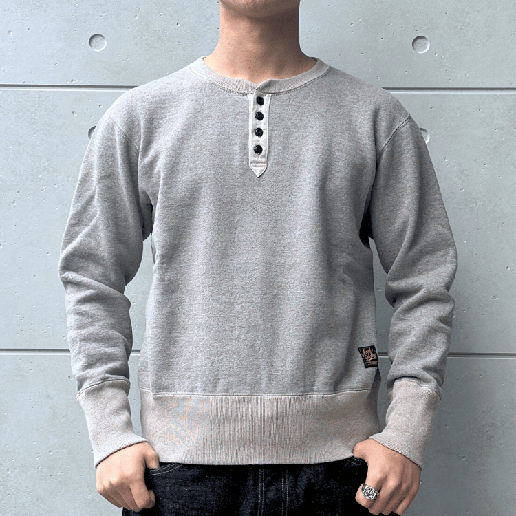 DELUXEWARE デラックスウエア S106-00 OPEN NECK オープンネック ヘンリーネック スウェット 20oz HEAVY KNIT