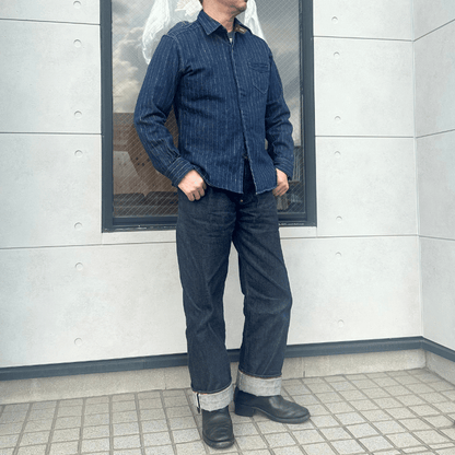 DELUXEWARE デラックスウエア 7630A DENIM NEL SHIRT デニムネルシャツ ネルシャツ デニムストライプネル デニムヘビーネル