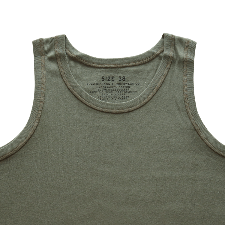 BUZZ RICKSON'S BR79741 UNDERSHIRTS, COTTON SUMMER-SLEEVELESS Tank Top Men's Underwear