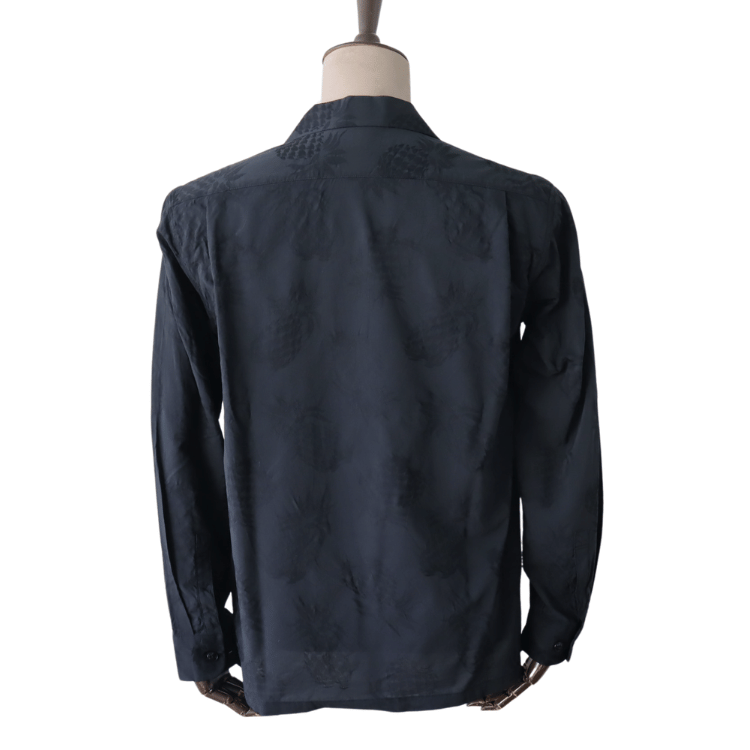 CUSHMAN クッシュマン 25616 PINEAPPLE JACQUARD OPEN COLLAR SHIRTS パイナップルジャガードオープンカラーシャツ 長袖シャツ メンズ パイナップル柄 ジャガード織り
