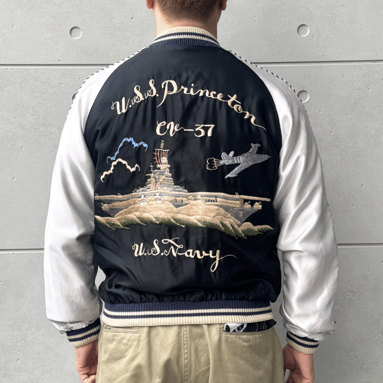 TAILOR TOYO テーラー東洋 TT15877-219 Late 1950s Style Acetate Souvenir Jacket “USS PRINCETON” × “MAIKO”アセテートスーベニアジャケット USSプリンストンx舞妓 スカジャン リバーシブル 2トーン 両面アセテート生地 スーベニアジャケット 刺繍