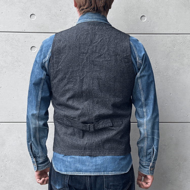 CUSHMAN クッシュマン 21893 BLACK CHAMBRAY WORK VEST ブラックシャンブレーワークベスト クラシカル ベスト シンチバック アメカジ  ワークスタイル