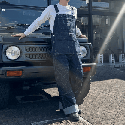 SAMURAI JEANS SJOVAL-SC01 Samurai Cotton Overalls Samurai Cotton 10oz Selvedge Denim Apron Pocket Double Knee Triple Stitch