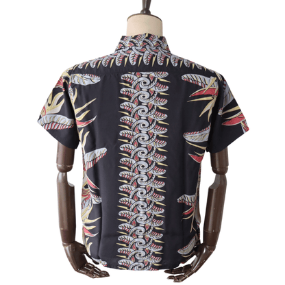 DELUXEWARE AL-20S BIRD OF PARADISE Hawaiian Shirt, Aloha Shirt, Short Sleeve Shirt, Border Pattern