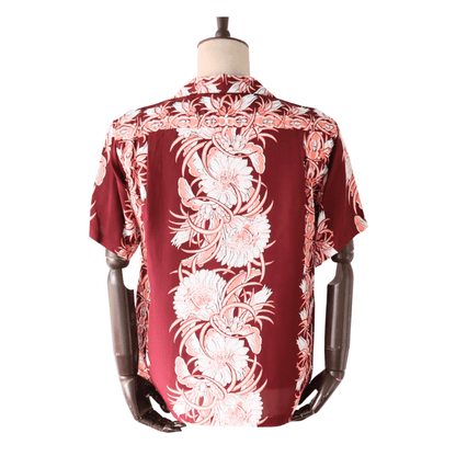 SUN SURF SS39612 S/S RAYON HAWAIIAN SHIRT “NIGHT BLOOMING CEREUS BORDER” Rayon Hawaiian Shirt Night Blooming Cereus Border Hawaiian Shirt Aloha Shirt Night Blooming Cereus Short Sleeve Shirt