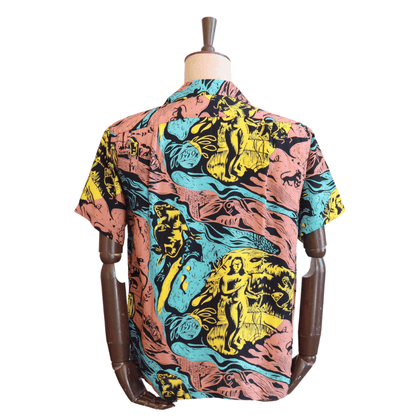 SUN SURF SS39673 S/S SUN SURF SPECIAL EDITION “GAUGUIN WOODCUT MYSTIC” Hawaiian Shirt Aloha Shirt Paul Gauguin Short Sleeve Shirt