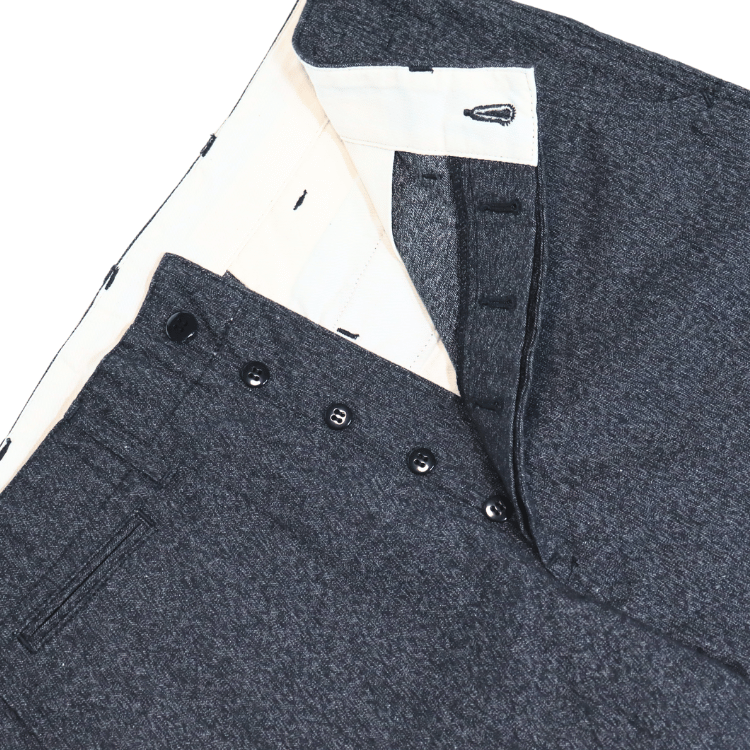 CUSHMAN 22686 BLACK CHAMBRAY 41 TROUSERS - Black Chambray 41 Trousers / 41 Chino Trousers - Work Pants, Wide Silhouette