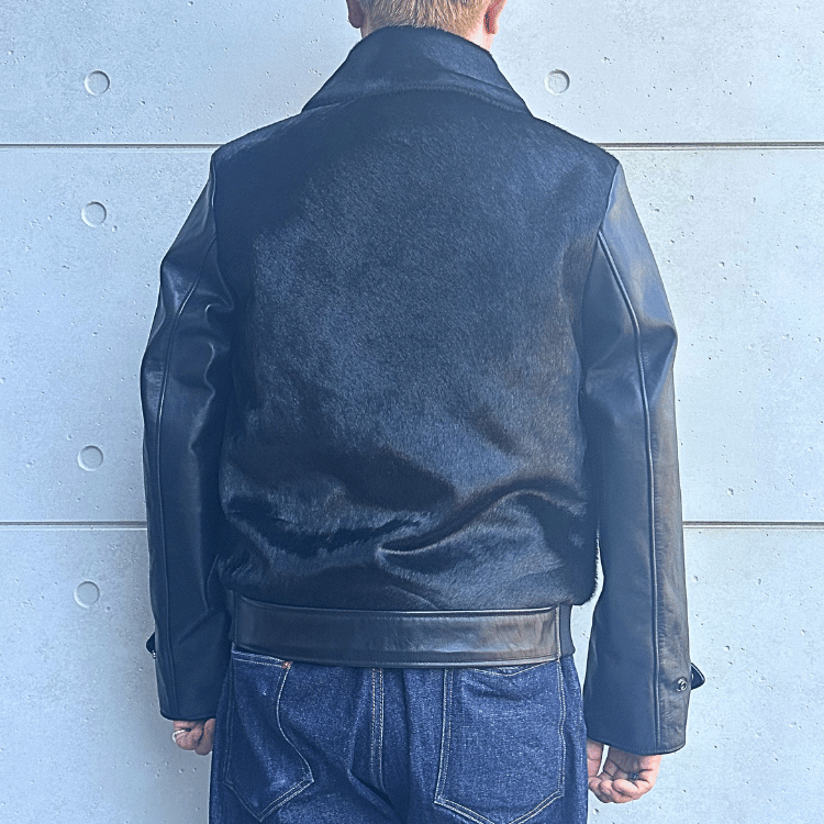 Bilt Buck by ATTRACTIONS Lot. 625 Hair On Horsehide King Shawl Jacket Black Leather Jacket