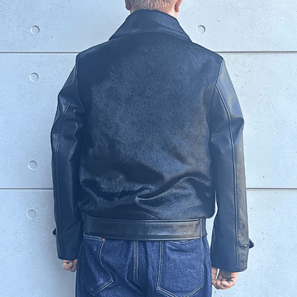 Bilt Buck by ATTRACTIONS Lot. 625 Hair On Horsehide King Shawl Jacket Black Leather Jacket