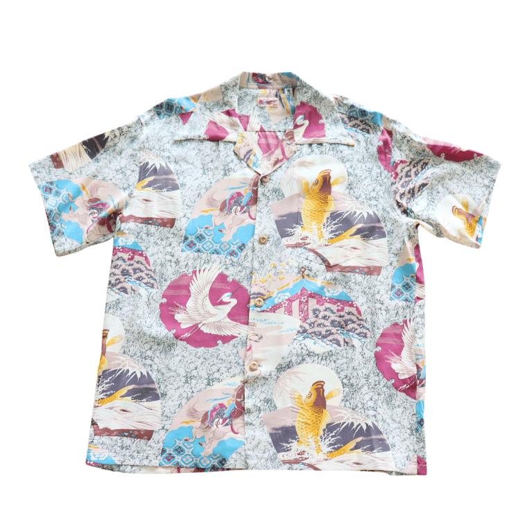 SUN SURF SS39614 S/S RAYON HAWAIIAN SHIRT "JAPANESE QUAINT DESIGN" Rayon Hawaiian Shirt Japanese Quaint Design Hawaiian Shirt Aloha Shirt Short Sleeve Shirt