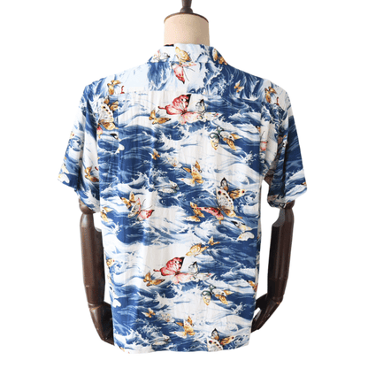 SUN SURF SS39627 S/S RAYON HAWAIIAN SHIRT "BUTTERFLY SPLASH" Rayon Hawaiian Shirt Butterfly Splash Hawaiian Shirt Aloha Shirt Short Sleeve Shirt Butterfly Pattern