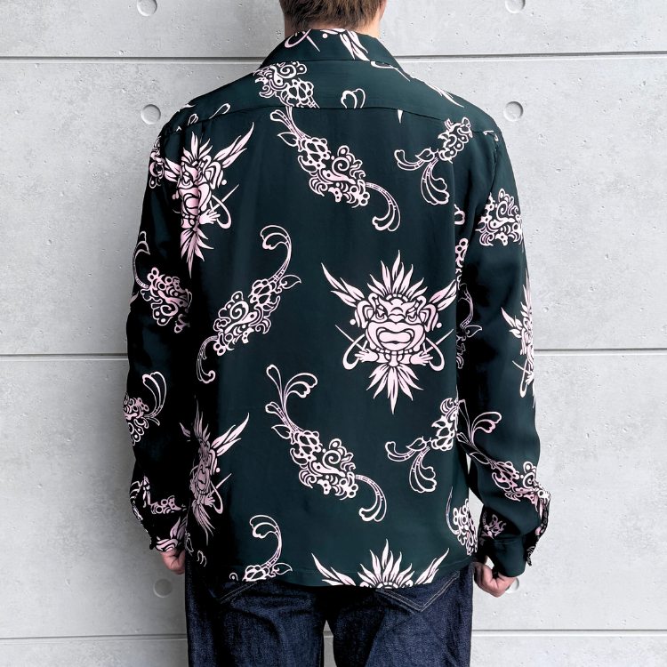 SUN SURF SS29601 L/S RAYON ALOHA SHIRT '26Model INCARNATION OF GOD Rayon Aloha Shirt Hawaiian Shirt Long-sleeved Shirt