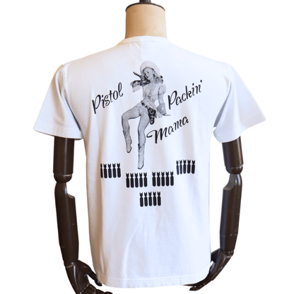 BUZZ RICKSON'S BR79780 S/S T-SHIRT PISTOL PACKIN' MAMA Short Sleeve T-Shirt Military US Air Force Women's Pilot Corps Pin-Up Girl