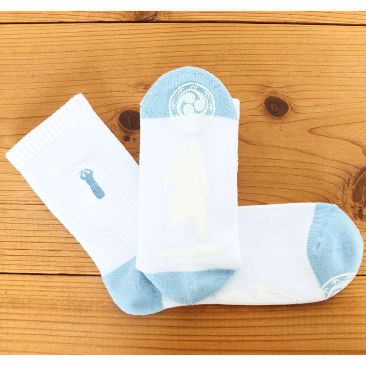 SAMURAI JEANS サムライジーンズ SJKS25-NEL 刺繍クルーソックス SAMURAI刺繍 ゴムプリント 滑り止め仕様 靴下 日本製