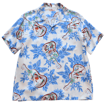 SUN SURF SS39613 S/S RAYON HAWAIIAN SHIRT “UKULELE MELODY” Rayon Hawaiian Shirt Ukulele Melody Hawaiian Shirt Aloha Shirt Ukulele Short-Sleeve Shirt