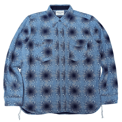 SAMURAI JEANS サムライジーンズ SSS26-YBC 藍抜染雪オンブレチェック柄ワークシャツ