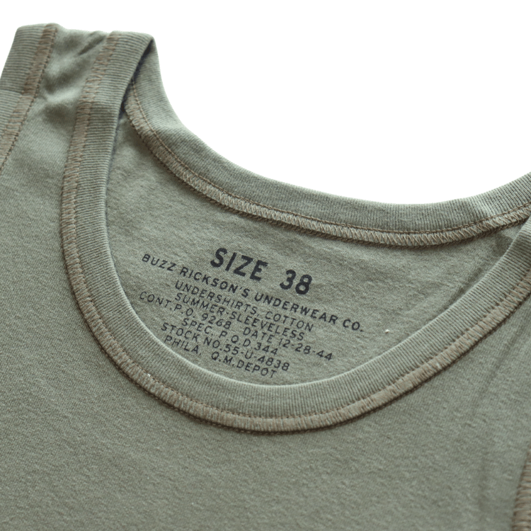 BUZZ RICKSON'S BR79741 UNDERSHIRTS, COTTON SUMMER-SLEEVELESS Tank Top Men's Underwear
