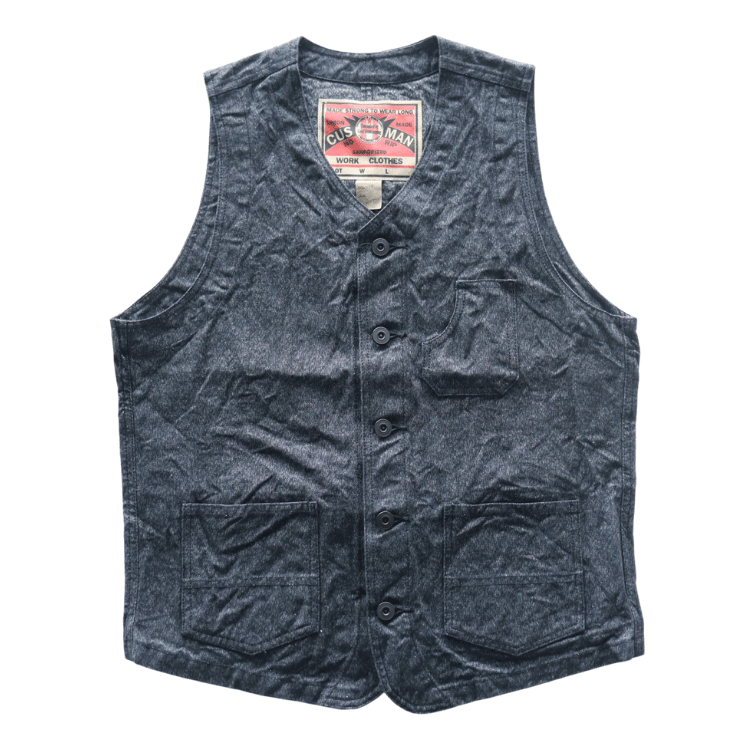 CUSHMAN クッシュマン 21893 BLACK CHAMBRAY WORK VEST ブラックシャンブレーワークベスト クラシカル ベスト シンチバック アメカジ  ワークスタイル