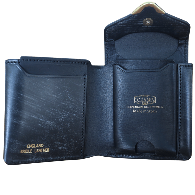 池之端銀革店 Cramp Cr-928 UKブライドル ギャルソンスリムウォレット 2つ折り 最小クラス