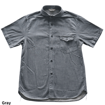 ORGUEIL OR-5107S Denim Shawl Collar Short-Sleeved Shirt Classic Short-Sleeved Shirt Shawl Collar Shirt 7oz Denim