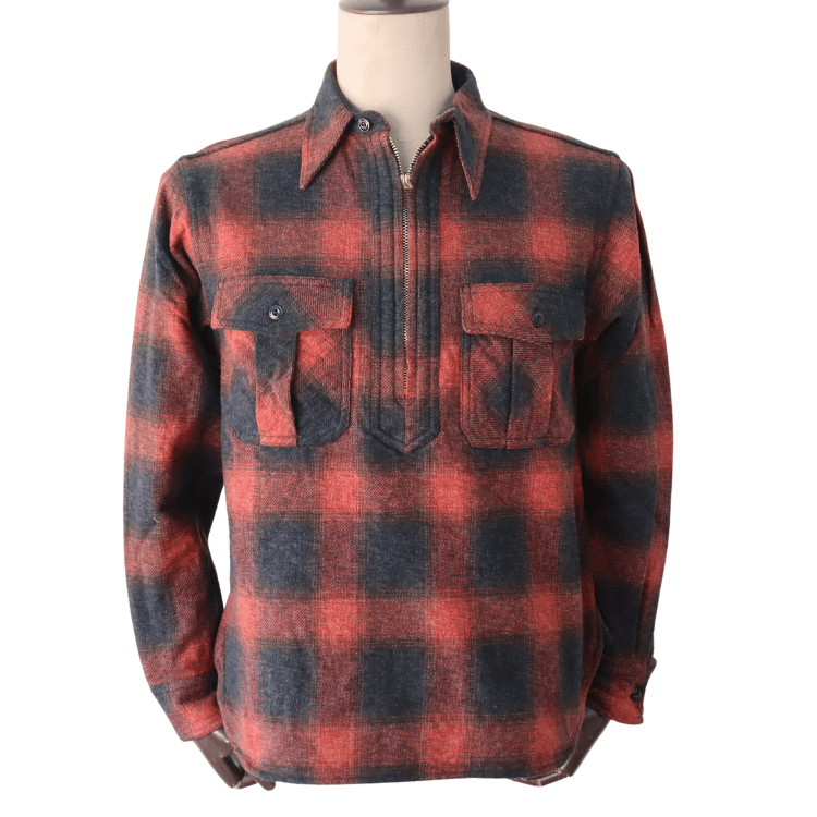 CUSHMAN クッシュマン 25706 COTTON TWEED CHECK HALF ZIP WORK SHIRTS コットンツイードチェックハーフジップワークシャツ 長袖シャツ