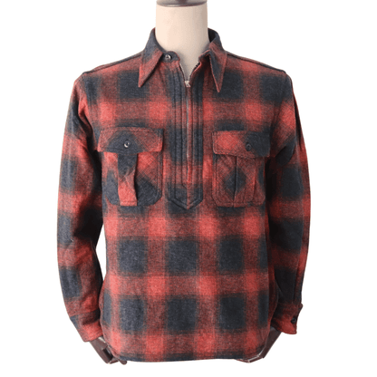 CUSHMAN クッシュマン 25706 COTTON TWEED CHECK HALF ZIP WORK SHIRTS コットンツイードチェックハーフジップワークシャツ 長袖シャツ