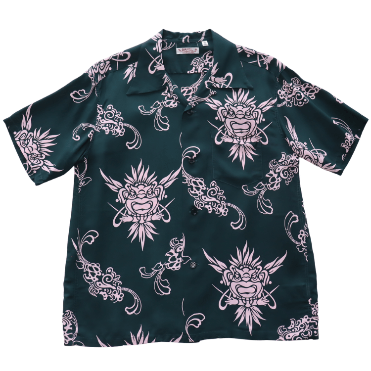 SUN SURF SS39611 S/S RAYON HAWAIIAN SHIRT “INCARNATION OF GOD” Rayon Hawaiian Shirt Incarnation of God Tiki Hawaiian Shirt Aloha Shirt Short Sleeve Shirt