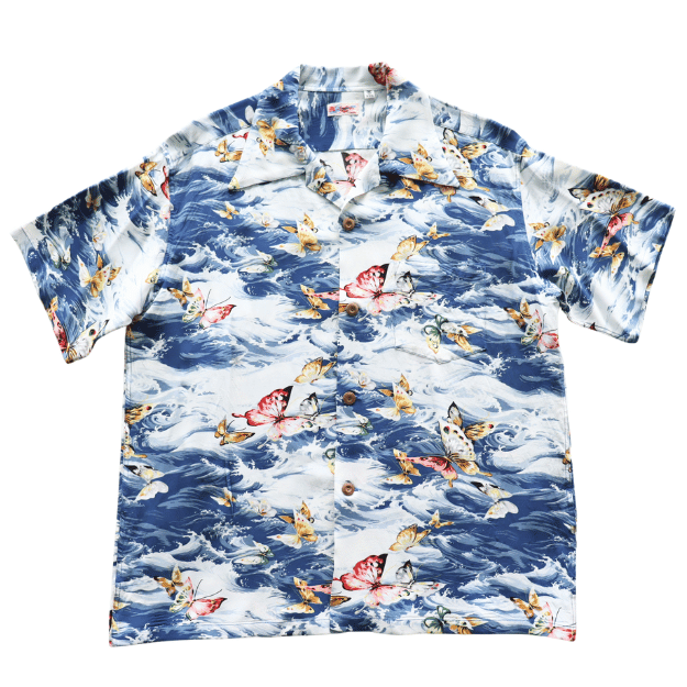 SUN SURF SS39627 S/S RAYON HAWAIIAN SHIRT "BUTTERFLY SPLASH" Rayon Hawaiian Shirt Butterfly Splash Hawaiian Shirt Aloha Shirt Short Sleeve Shirt Butterfly Pattern
