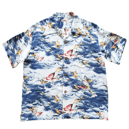 SUN SURF SS39627 S/S RAYON HAWAIIAN SHIRT "BUTTERFLY SPLASH" Rayon Hawaiian Shirt Butterfly Splash Hawaiian Shirt Aloha Shirt Short Sleeve Shirt Butterfly Pattern