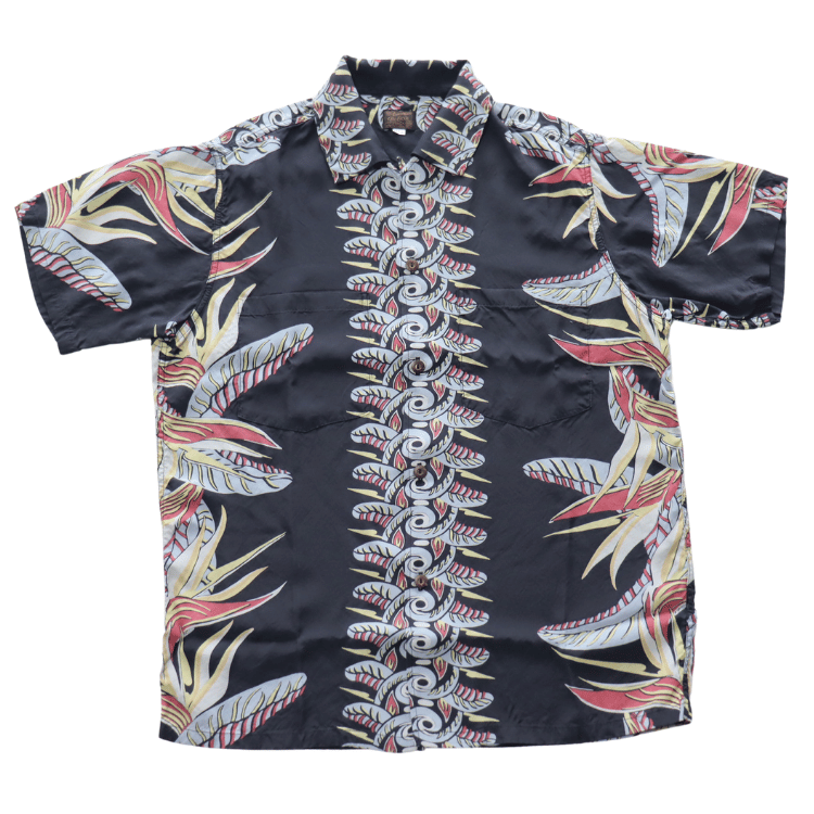 DELUXEWARE AL-20S BIRD OF PARADISE Hawaiian Shirt, Aloha Shirt, Short Sleeve Shirt, Border Pattern