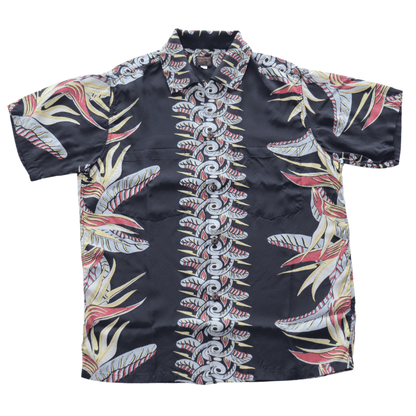 DELUXEWARE AL-20S BIRD OF PARADISE Hawaiian Shirt, Aloha Shirt, Short Sleeve Shirt, Border Pattern