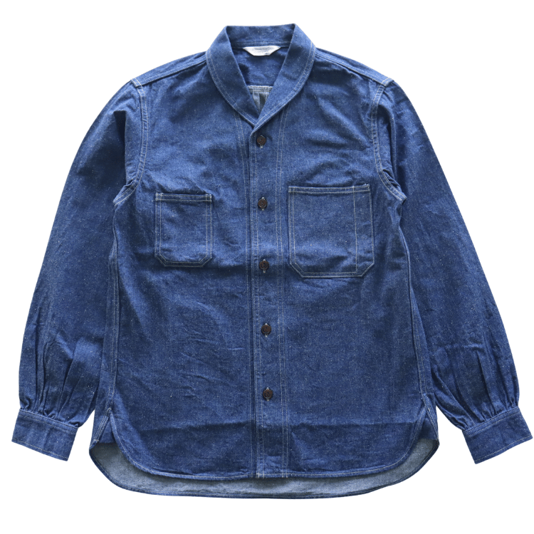 ORGUEIL OR-5127 Shawl Collar Denim Work Shirt - Classic Shirt, 1930s Style, Shawl Collar Shirt, Denim Shirt, Work Shirt