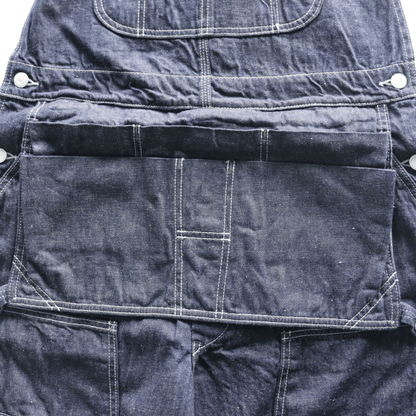 SAMURAI JEANS SJOVAL-SC01 Samurai Cotton Overalls Samurai Cotton 10oz Selvedge Denim Apron Pocket Double Knee Triple Stitch