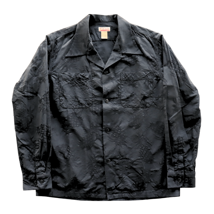 CUSHMAN クッシュマン 25616 PINEAPPLE JACQUARD OPEN COLLAR SHIRTS パイナップルジャガードオープンカラーシャツ 長袖シャツ メンズ パイナップル柄 ジャガード織り