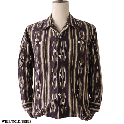 CUSHMAN クッシュマン 25708 NATIVE PURINT NEL OPEN COLLAR SHIRTS ネイティブプリントネルオープンカラーシャツ