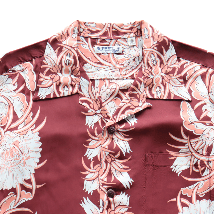 SUN SURF SS39612 S/S RAYON HAWAIIAN SHIRT “NIGHT BLOOMING CEREUS BORDER” Rayon Hawaiian Shirt Night Blooming Cereus Border Hawaiian Shirt Aloha Shirt Night Blooming Cereus Short Sleeve Shirt