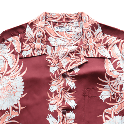 SUN SURF SS39612 S/S RAYON HAWAIIAN SHIRT “NIGHT BLOOMING CEREUS BORDER” Rayon Hawaiian Shirt Night Blooming Cereus Border Hawaiian Shirt Aloha Shirt Night Blooming Cereus Short Sleeve Shirt