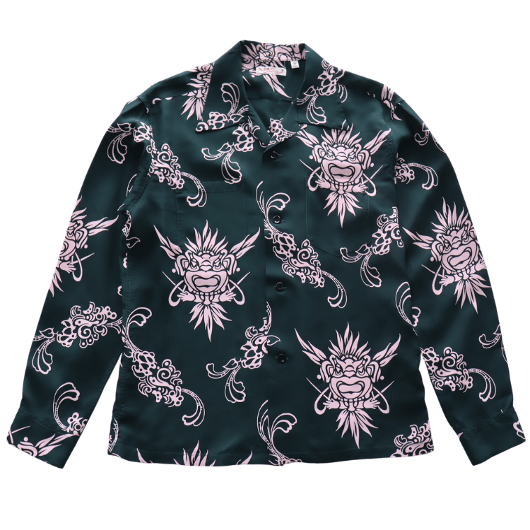 SUN SURF SS29601 L/S RAYON ALOHA SHIRT '26Model INCARNATION OF GOD Rayon Aloha Shirt Hawaiian Shirt Long-sleeved Shirt