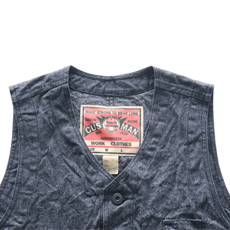 CUSHMAN クッシュマン 21893 BLACK CHAMBRAY WORK VEST ブラックシャンブレーワークベスト クラシカル ベスト シンチバック アメカジ  ワークスタイル