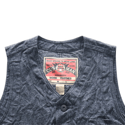 CUSHMAN クッシュマン 21893 BLACK CHAMBRAY WORK VEST ブラックシャンブレーワークベスト クラシカル ベスト シンチバック アメカジ  ワークスタイル
