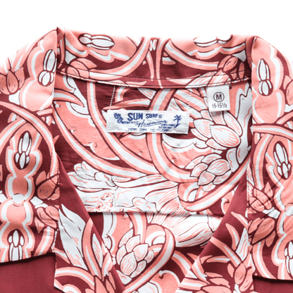 SUN SURF SS39612 S/S RAYON HAWAIIAN SHIRT “NIGHT BLOOMING CEREUS BORDER” Rayon Hawaiian Shirt Night Blooming Cereus Border Hawaiian Shirt Aloha Shirt Night Blooming Cereus Short Sleeve Shirt