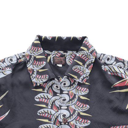 DELUXEWARE AL-20S BIRD OF PARADISE Hawaiian Shirt, Aloha Shirt, Short Sleeve Shirt, Border Pattern