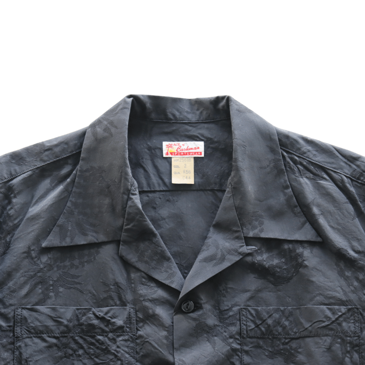 CUSHMAN クッシュマン 25616 PINEAPPLE JACQUARD OPEN COLLAR SHIRTS パイナップルジャガードオープンカラーシャツ 長袖シャツ メンズ パイナップル柄 ジャガード織り