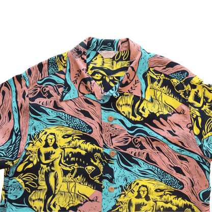 SUN SURF SS39673 S/S SUN SURF SPECIAL EDITION “GAUGUIN WOODCUT MYSTIC” Hawaiian Shirt Aloha Shirt Paul Gauguin Short Sleeve Shirt