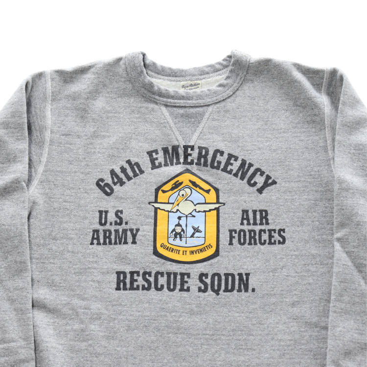 BUZZ RICKSON'S バズリクソンズ BR69635 SET-IN CREW SWEAT 64th EMERGENCY RESCUE セットインクルーネックスウェット 64th エマージェンシーレスキュー